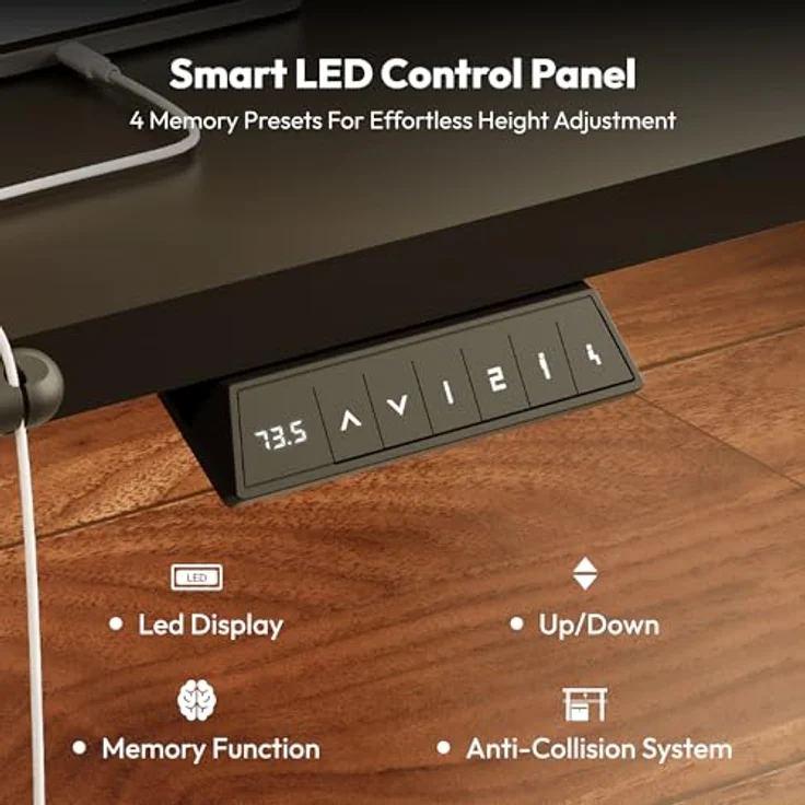 SANODESK Höhenverstellbarer Schreibtisch 110x60 cm mit KOMPLETTE TISCHPLATTE Schreibtisch Höhenverstellbar Elektrisch Ergonomischer Steh-Sitz Tisch Computertisch für Heimbüro Homeoffice(schwarz) – Bild 5