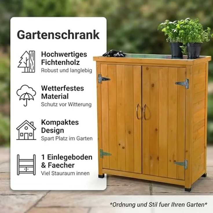 Gartenschrank, natur 75 cm × 40 cm × 90 cm – Bild 2