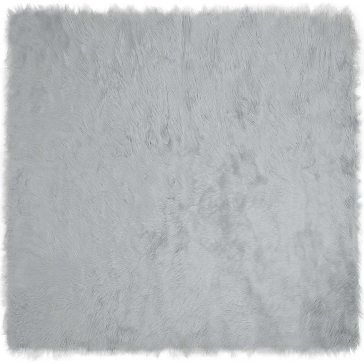vidaXL Kunstschaffell Teppich Tafalla Grau 240 x 240 cm Polyester 42021534 – Bild 1