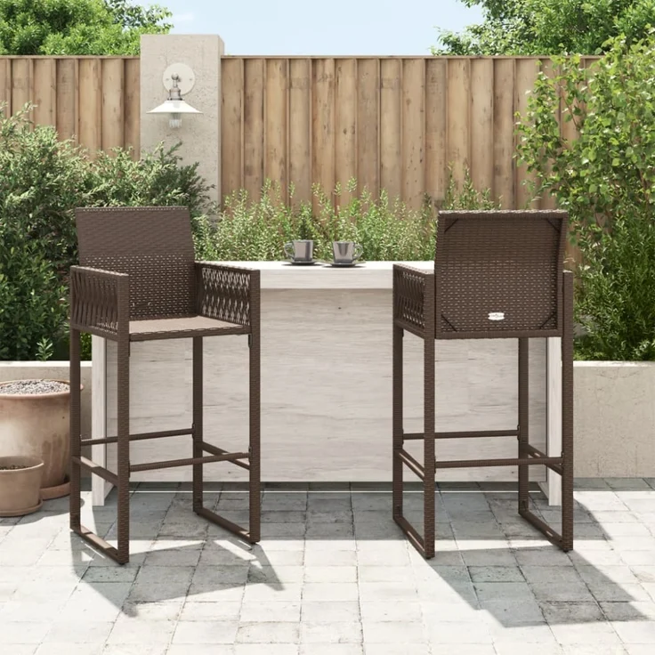 vidaXL Garten-Barhocker 2 Stk. Braun Poly Rattan 368703 – Bild 4