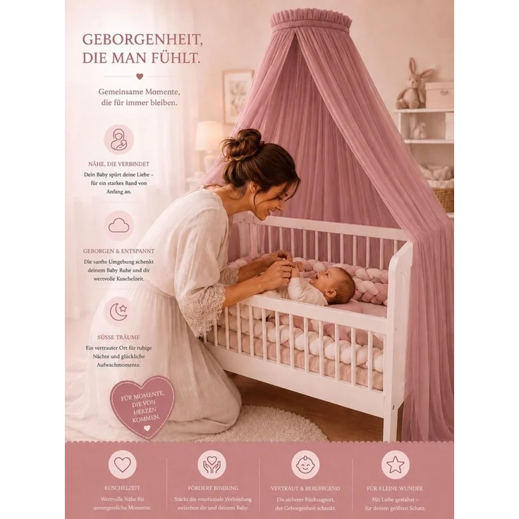 Baby Fancyroom Betthimmel Betthimmel aus 12 Meter Tüll aus 1. Klasse für Kinderbett Gitterbett, Himmel für Babybett Kinderbett – Bild 2
