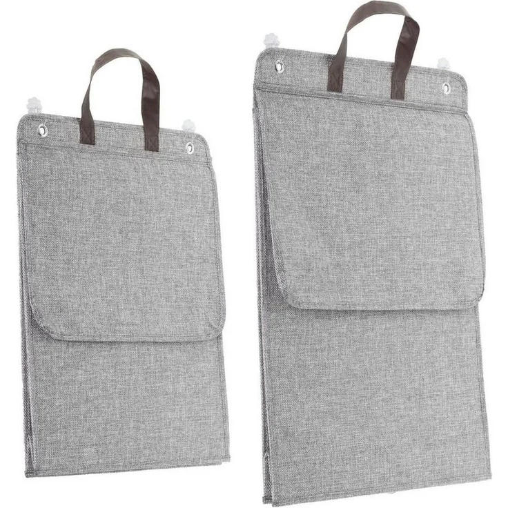 Gravidus Wäschesack 2er Set Wäschesammler mit Deckel in Grau aus Baumwolle und Kunststoff – Bild 2