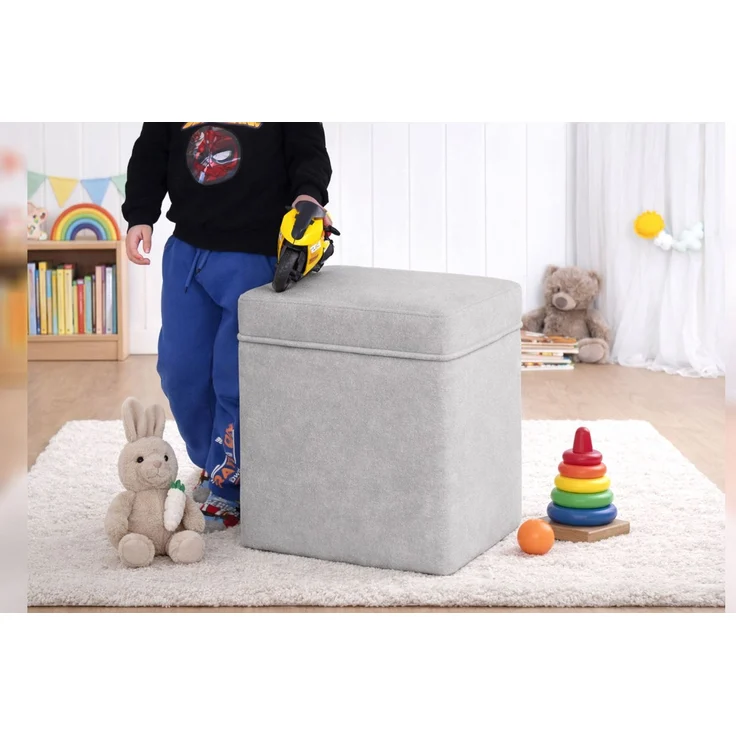 Hanah Home 'Oliver - Grey' Pouffe, Grau, 46 x 43 x 46 cm – Bild 3