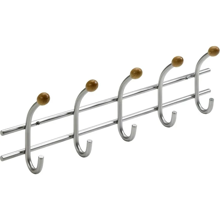 Hettich Garderobenleiste 5 Haken 43,0 x 13,5 x 6,5 cm silber