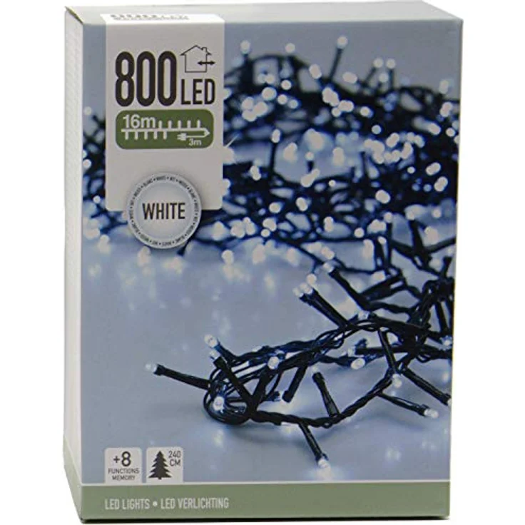 INtrenDU LED-Lichterkette Lichterkette 800LED kaltweiß 16m, mit itegriertem Timer, Beleuchtungsprogrammen und Memoryfunktion – Bild 2