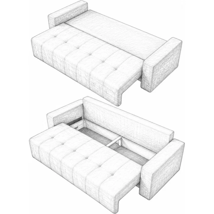 KRISAN MÖBEL Sofa MADERA in Beige Stoff MALMO, modernes Schlafsofa mit Schlaffunktion, 232 × 83 x 92 cm – Bild 4