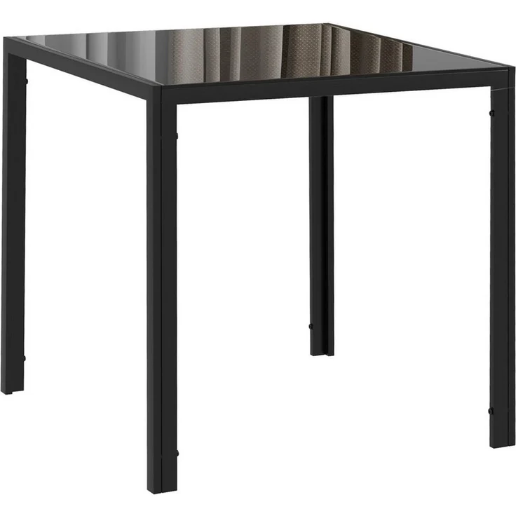 HOMCOM Esstisch für 4 Personen, aus Hartglas (Esszimmertisch, 1-St, Küchentisch), bis 80 kg belastbar, für Küche, Esszimmer, 75 x 75 x 75 cm, Schwarz – Bild 2