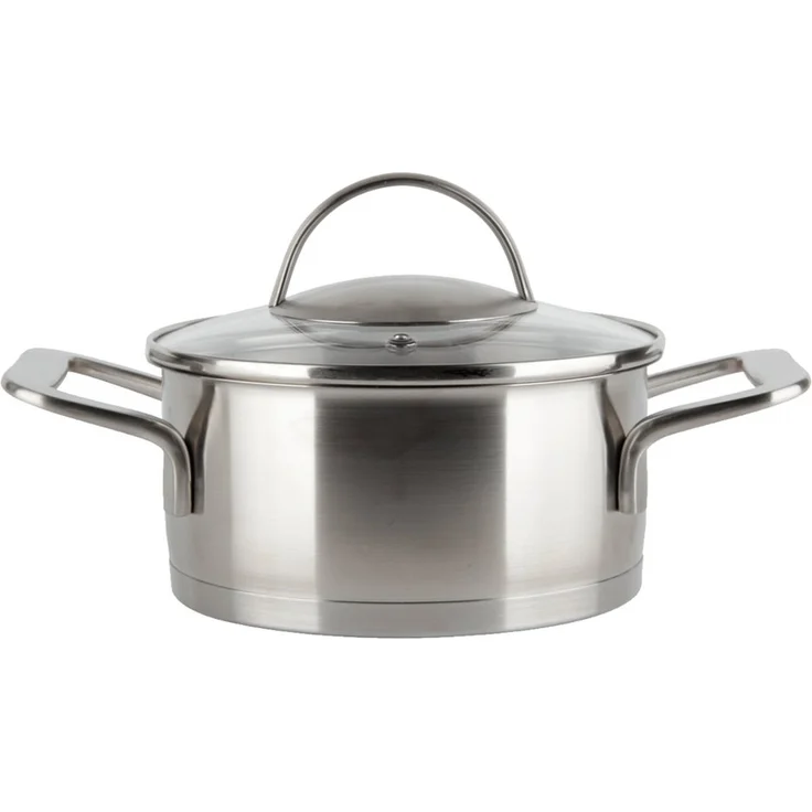 EUROHOME Kochtopf Schmortopf mit Glasdeckel passgenau und induktionsgeeignet, Edelstahl (1-tlg, Kochtopf Edelstahl Ø16 cm), Topf alle Herdarten, Universaltop mit Messskala – Bild 1