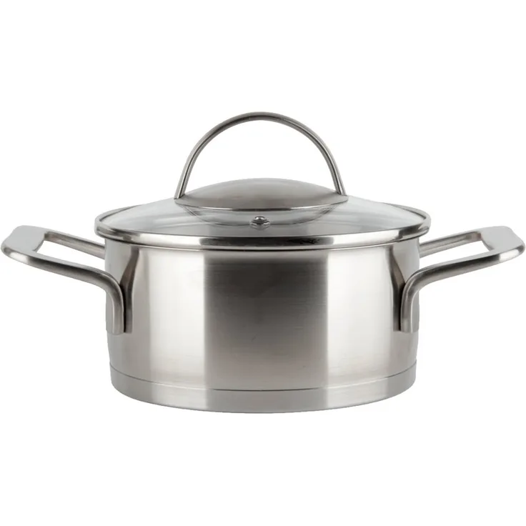 EUROHOME Kochtopf Schmortopf mit Glasdeckel passgenau und induktionsgeeignet, Edelstahl (1-tlg, Kochtopf Edelstahl Ø16 cm), Topf alle Herdarten, Universaltop mit Messskala