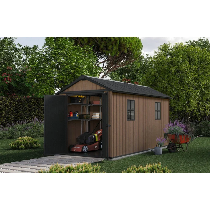 Dmora Gartenhaus Kincardine, Gartenhütte, Gartenhaus, Werkzeugschuppen, 230x413 h246 cm, Braun – Bild 4