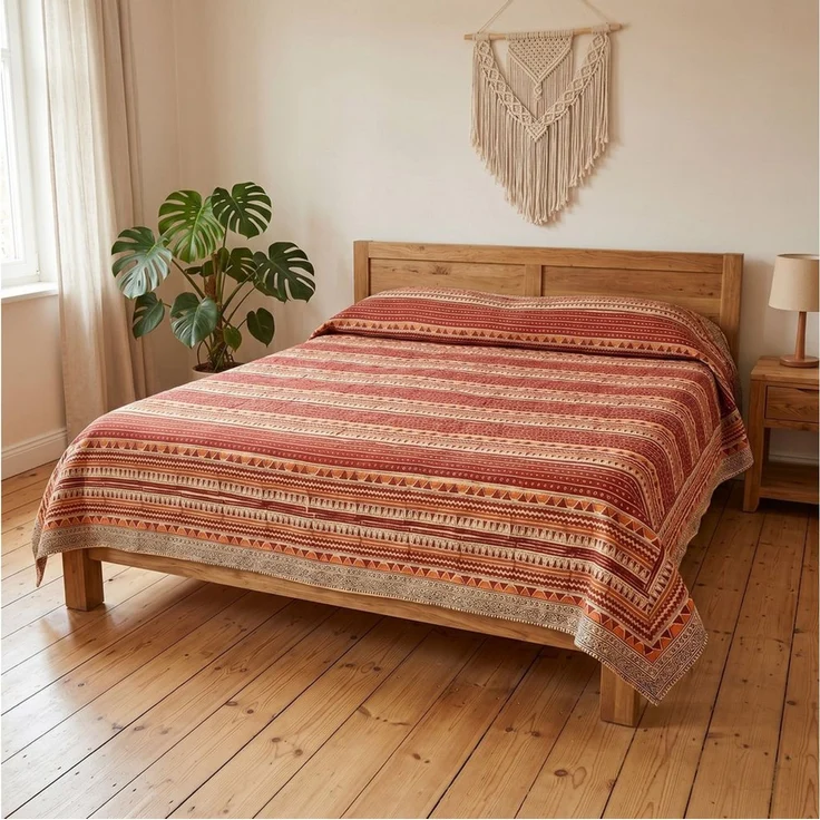 Guru-Shop Tagesdecke Blockdruck Tagesdecke, Bett & Sofaüberwurf,.. – Bild 1