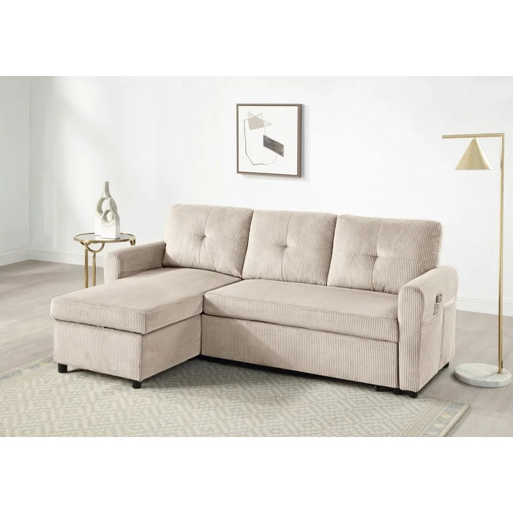 ATLANTIC home collection Schlafsofa Gustavo L-Form, B: 199 cm, mit Bettfunktion, Bettkasten & seitlichen Taschen – Bild 5