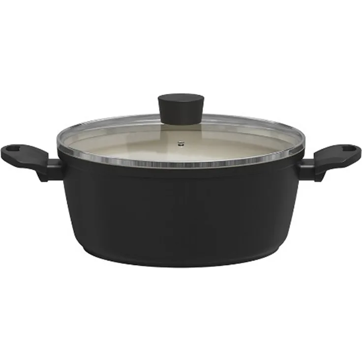 Michelino Nora New Line Fleischtopf mit Glasdeckel & Softgriff - 28 cm