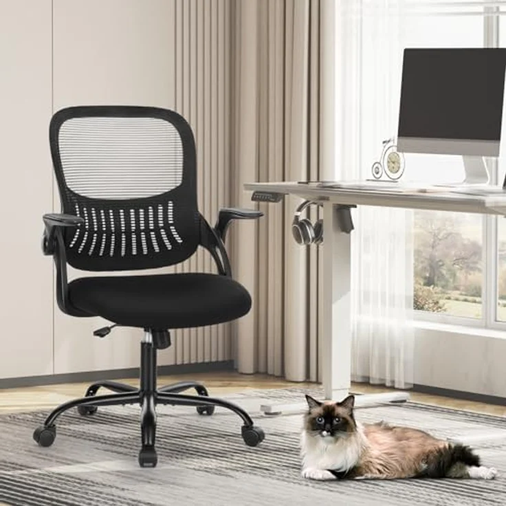 Sweetcrispy Bürostuhl Ergonomisch, Schreibtischstuhl mit Lendenwirbelstütze, Höhenverstellbarkeit Stuhl, Bürostühle mit Armlehne, Office Chair Geeignet für Büro und Schlafzimmer – Bild 3