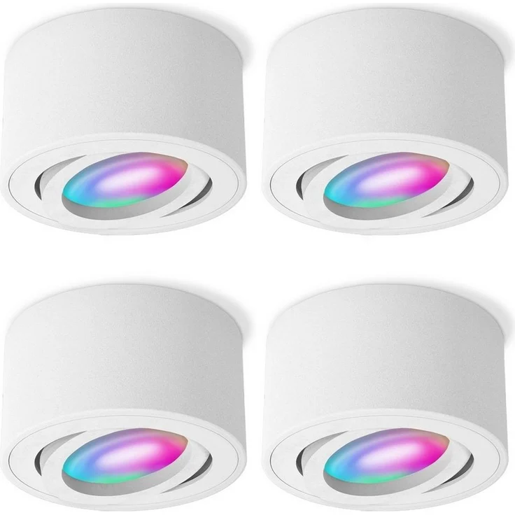 SSC-LUXon LED Aufbaustrahler CELI-1WM Aufbauspot flach weiss schwenkbar mit WiFi RGB LED dimmbar, Warmweiß bis Tageslicht – Bild 5
