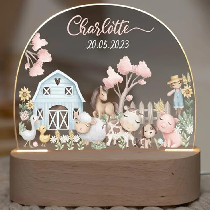 Kidsmood Nachtlampe mit Wunschnamen, Individuelle Nachttischlampe Kinder, Niedliches Nachtlicht für Babys, Personalisierte Geschenke für Babys, Geschenk zur Geburt – Bild 2
