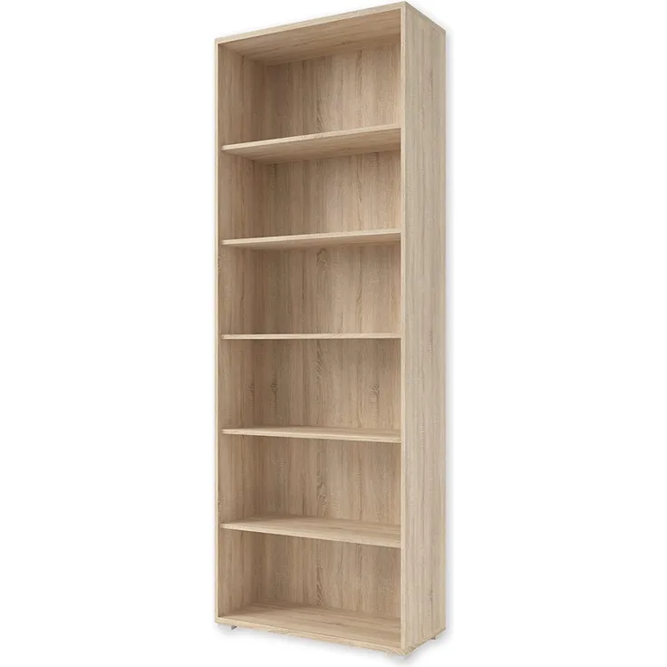 OFFICE LINE Aktenregal in Eiche Sonoma Optik - Standregal mit 6 offenen Fächern - Modernes Büromöbel Komplettset - 79 x 220 x 35 cm (B/H/T)