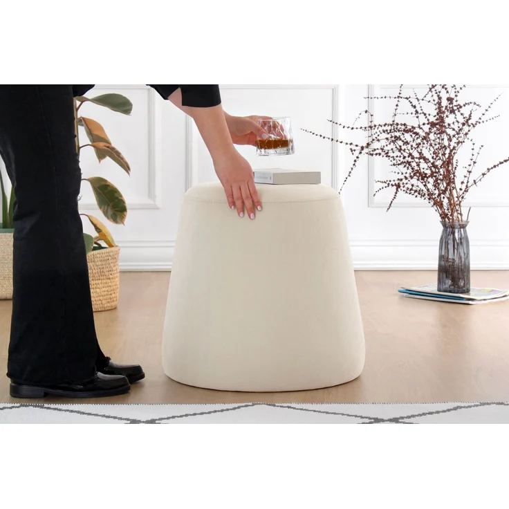 Hanah Home 'Broch - Cream' Pouffe, Creme, 40 x 44 x 40 cm – Bild 2