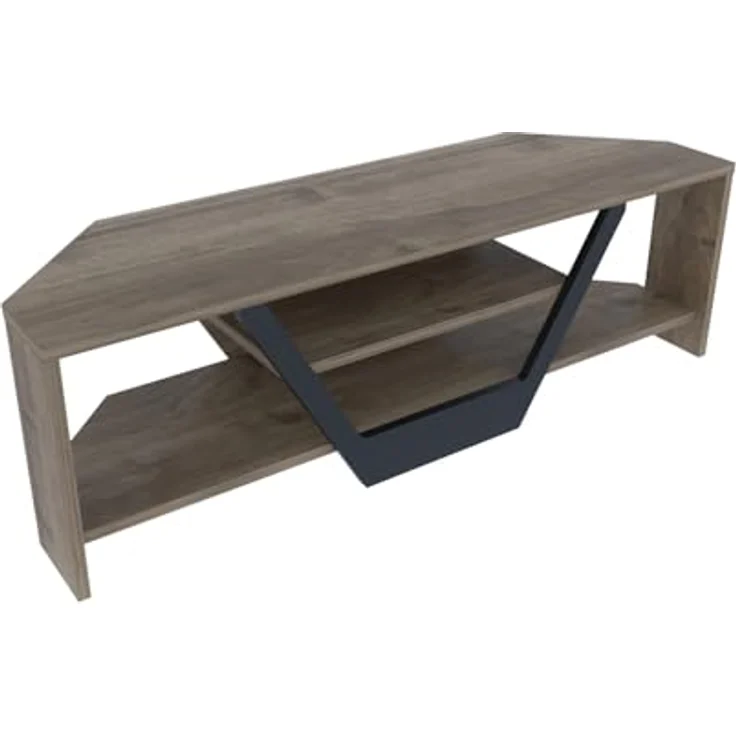 Hanah Home Stylish TV Stand, Walnut & Black, 120 x 35 x 36.8 cm | 100% Melamine Coated Particle Board, 18 mm Thick | Modern Design for Living Room & Entertainment Spaces – Bild 6