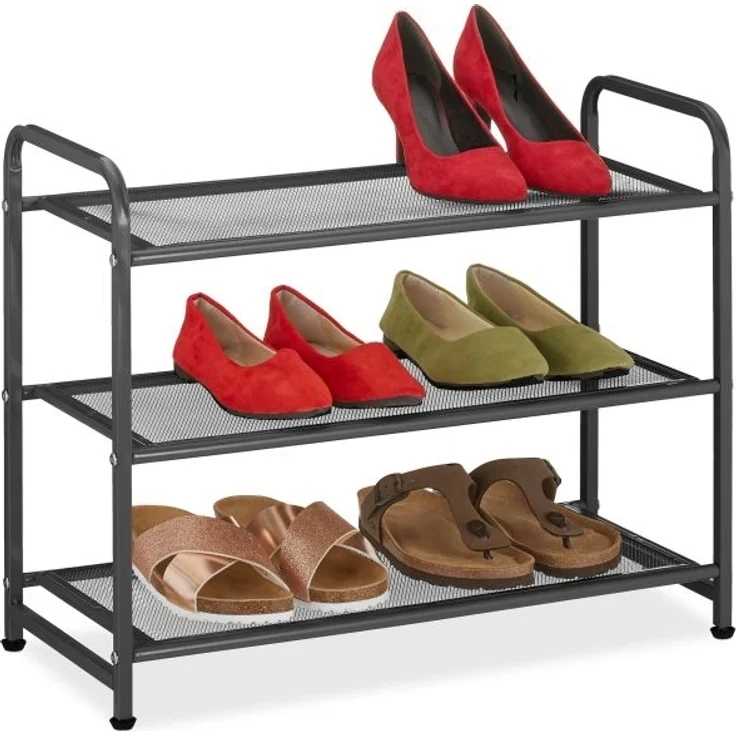 Schwarzes Schuhregal Metall – Bild 1