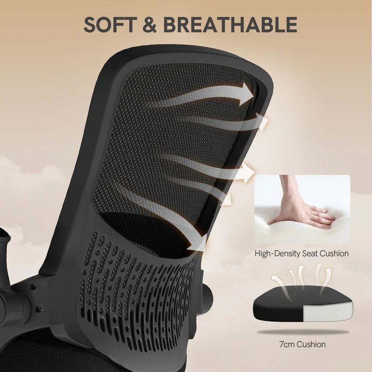 Botifly Ergonomischer Bürostuhl, Mesh-Gewebe, Schwarz, 95°-120° Wippfunktion, 10 cm Höhenverstellbar – Bild 5