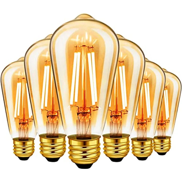 LVWIT Edison Vintage Glühbirne E27 ST64 6.5W, 685LM, 2500K Warmweiß Ideal für Nostalgie und Retro Beleuchtung im Haus Café Bar (6er Pack) – Bild 2