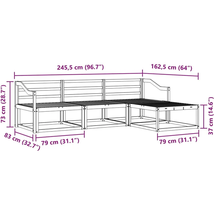 vidaXL Outdoor-Sofagarnitur 4 stk. 4-Sitzer Natur Massivholz Akazie 3367417 – Bild 8