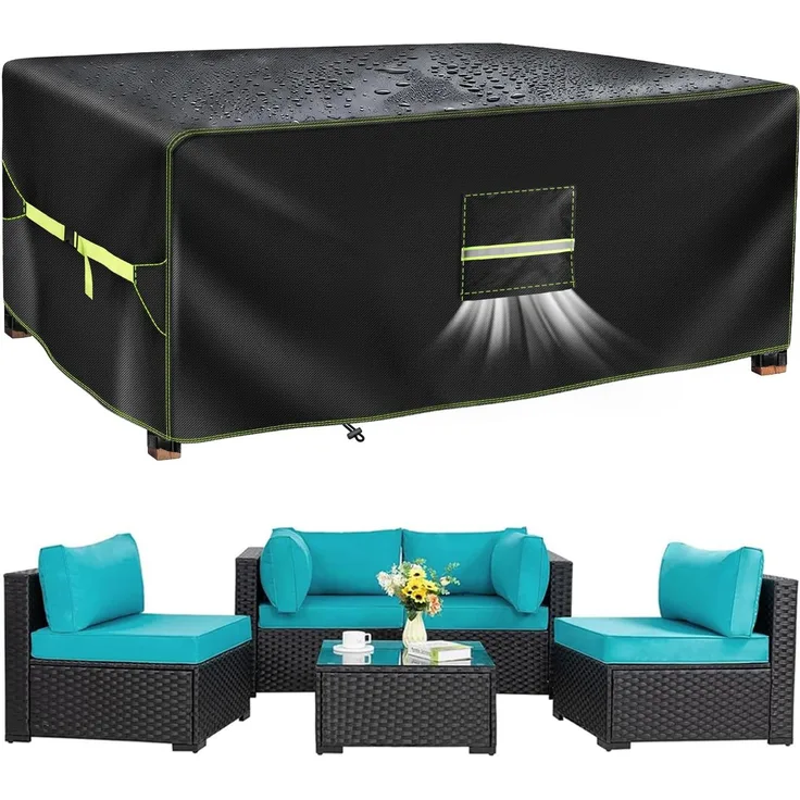 VDISRR Abdeckung Gartenmöbel Winterfest, 420D Oxford Abdeckplane Gartenmöbel 300 x 250 x 100 cm, Abdeckhaube Tischabdeckung mit Belüftungsöffnungen Wasserdicht, UV-beständig für Gartentisch Sitzgruppe