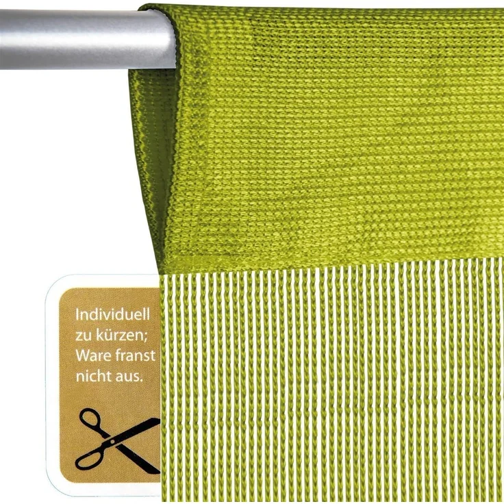 Fadenvorhang mit Stangendurchzug, individuell kürzbare Gardine, moderner und eleganter Dekorationsartikel in vielen Farben und Ausführungen Stangendurchzug Hellgrün 90x250 cm – Bild 5