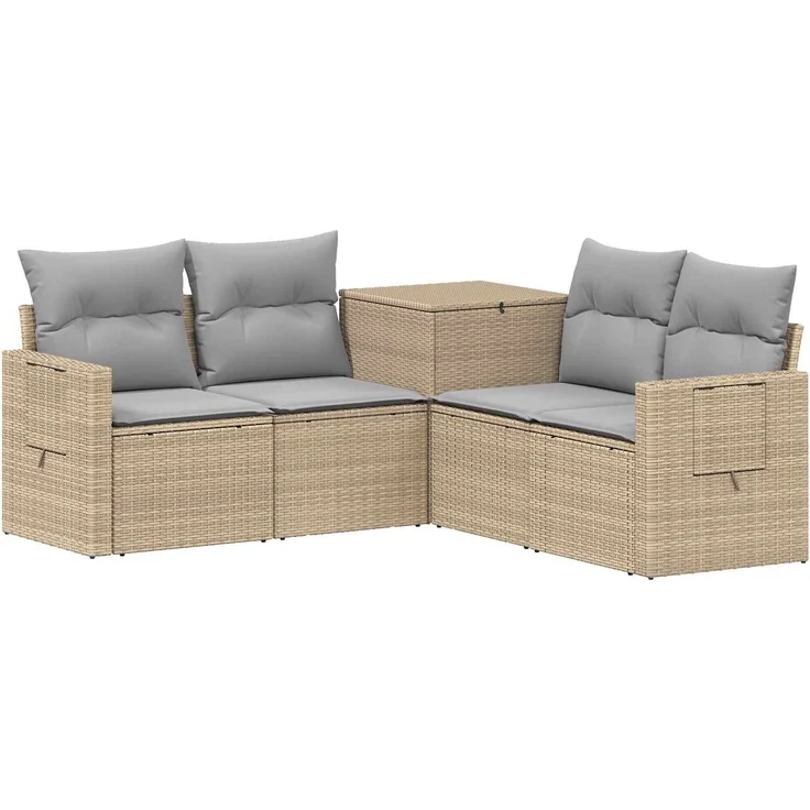 vidaXL Sofa Set 5 stk. Beige und Hellgrau Polyrattan und Stahl 3447885 – Bild 2