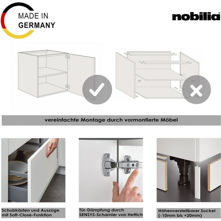 nobilia® Küchenzeile "Touch II", NEU: individuell anpassbar mit gratis Profi-Beratung, vormontiert, Breite 180 cm, Ausrichtung wählbar, wahlw. mit E-Geräten – Bild 4