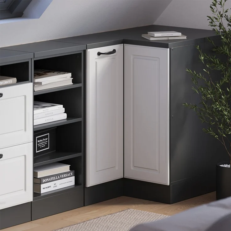 Dachschrägenschrank Eckschrank Rion Weiß Landhaus 75.6 x 81.6 cm mit 1 Tür, Schrankkorpus 60 cm Tiefe Vicco – Bild 6
