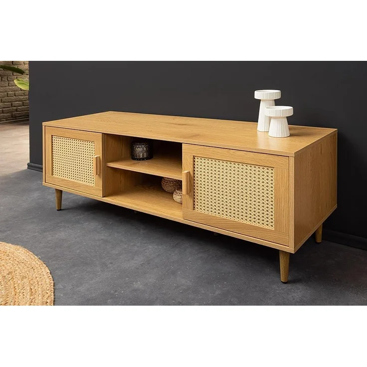 riess-ambiente Lowboard VIENNA 120cm natur-Wiener Geflecht, Rattan, Holz-Optik, Stauraum, Boho (Einzelartikel, 1 St), TV-Board mit Kabelöffnung - ideal f. Ess-, Arbeits-, Wohnzimmer & Flur – Bild 2