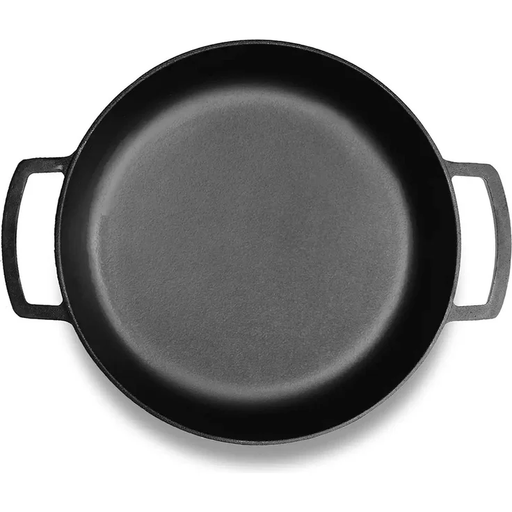 Ø36cm Gusseisenpfanne mit Deckel-Grillpfanne aus Gusseisen Bräter Schmortopf aus Gusseisen zwei Griffe Servierpfanne – Bild 4