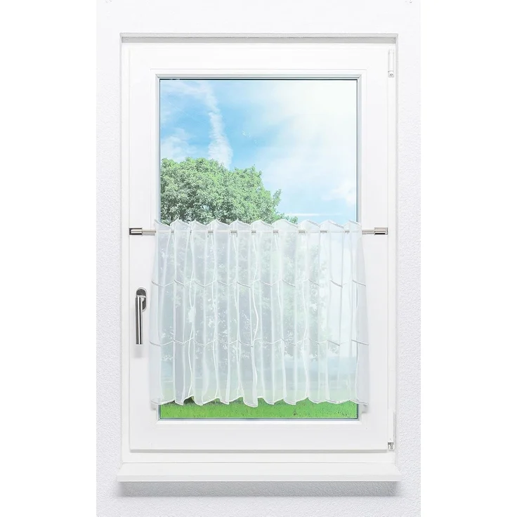 Lysel Scheibengardine Quadro (BxH) 150cm * 50cm weiß – Bild 1