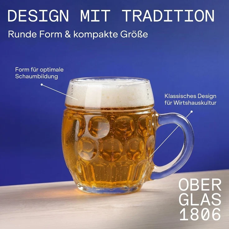 Stölzle Oberglas TÜBINGER Bierkrug 0,5 l (mit Schild) 6er Set – Bild 5