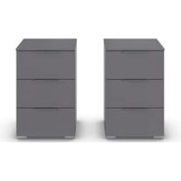 Rauch Möbel Alabama, Nachttisch-Paar für Schlafzimmer, Kinderzimmer, Gästezimmer, mit je 3 Schubladen, Soft-Close-Funktion, Farbe Grau metallic, Schwarz, Maße 40 x 61 x 42 cm – Bild 4