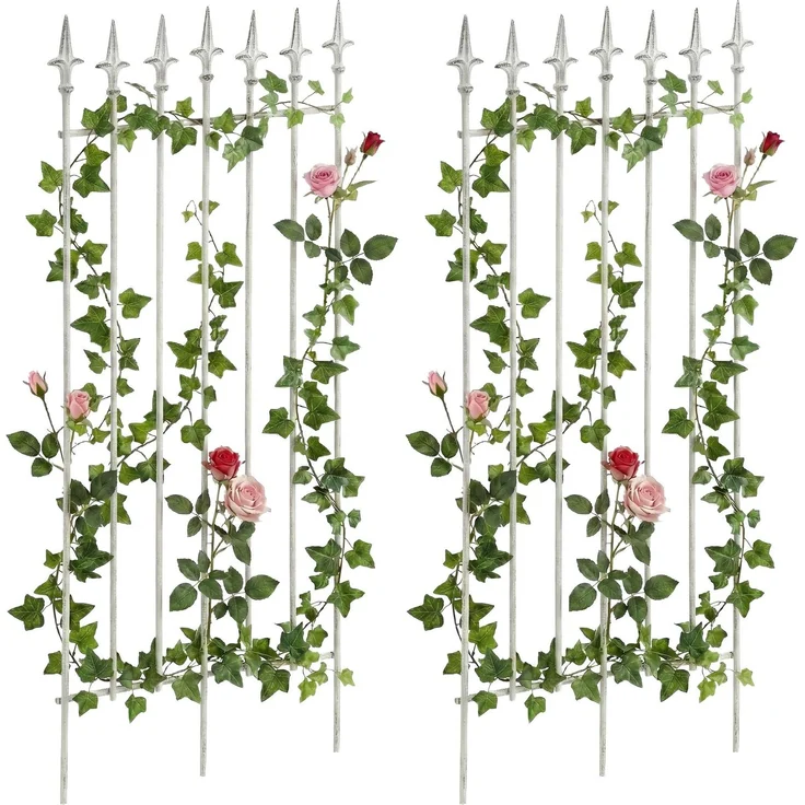 Rankgitter FREYA 2er Set - 50x0,7x100cm, Metall, Antik-Weiß | Rankhilfe Kletterpflanzen Gartendekoration – Bild 1