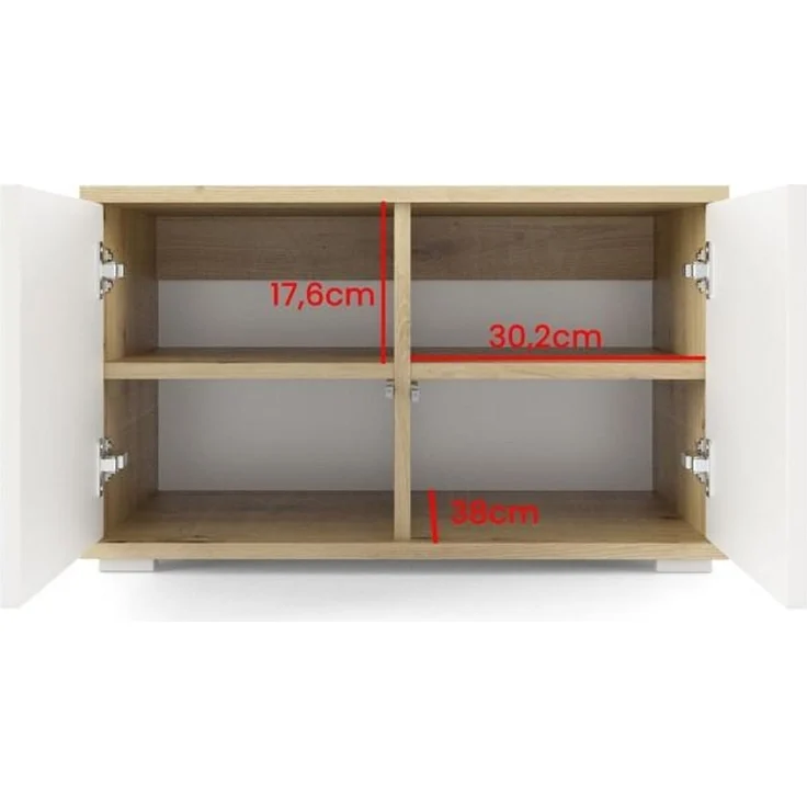 Garderoben-Set Aura Version 7: Kleiderschrank mit Polsterpaneelen, Schuhschrank Flur und Eingangsbereich (weiß/Artisan-Eiche /Trinity 16), 185 x 40 x 140 cm – Bild 4