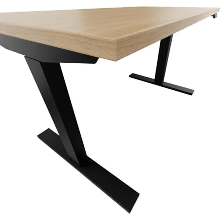 BISLEY Höhenverstellbarer Schreibtisch E-WonderTech, EWT1808018, Platte 018 Kendal Eiche, Gestell 333 schwarz, H 630-1280 x B 1800 x T 800 – Bild 5