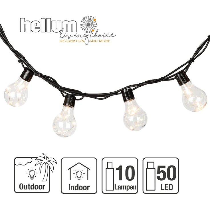hellum LED Party Lichterkette außen, Lichterkette Glühbirnen warmweiß mit 10 Lampen, beleuchtete Länge 4,5m, 59 lm Partybeleuchtung Zimmer Garten Balkon Party Innen und Außen 577884 – Bild 4