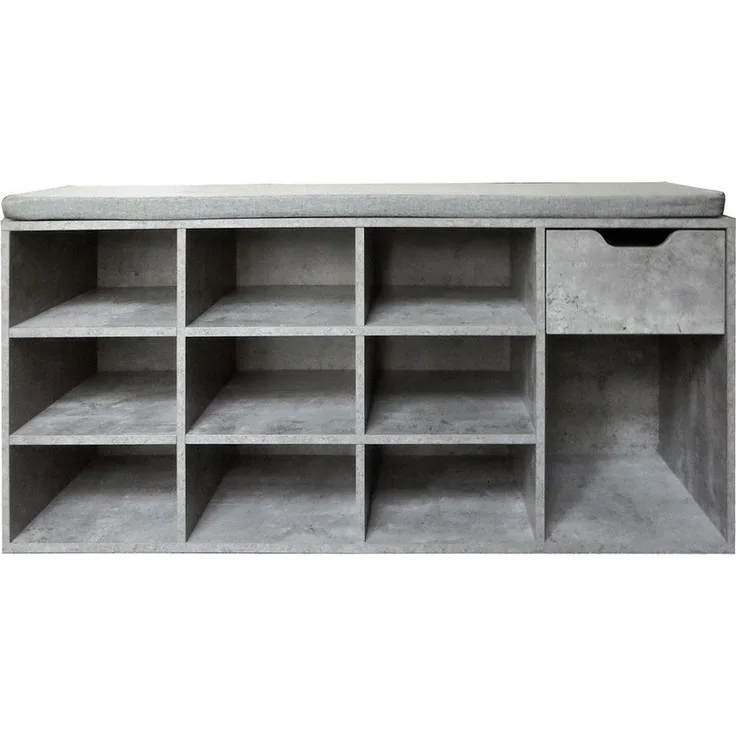 HTI-Living Schuhbank Schuhbank Lisa Beton (Stück, 1-St, 1 Schuhbank), Schuhregal 10 Fächer