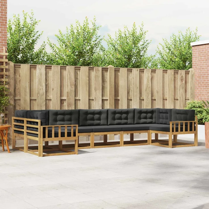 vidaXL Outdoor-Sofagarnitur 7 stk. 7-Sitzer Weiß und Anthrazit 3386966 – Bild 1