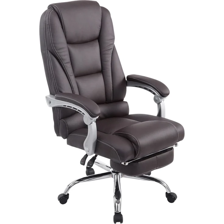 Bürostuhl MIAMI - 118x68x64, Braun Kunstleder Metall in Chromoptik Gestell ergonomische Bürostühle Homeoffice Stuhl mit Rollen – Bild 1
