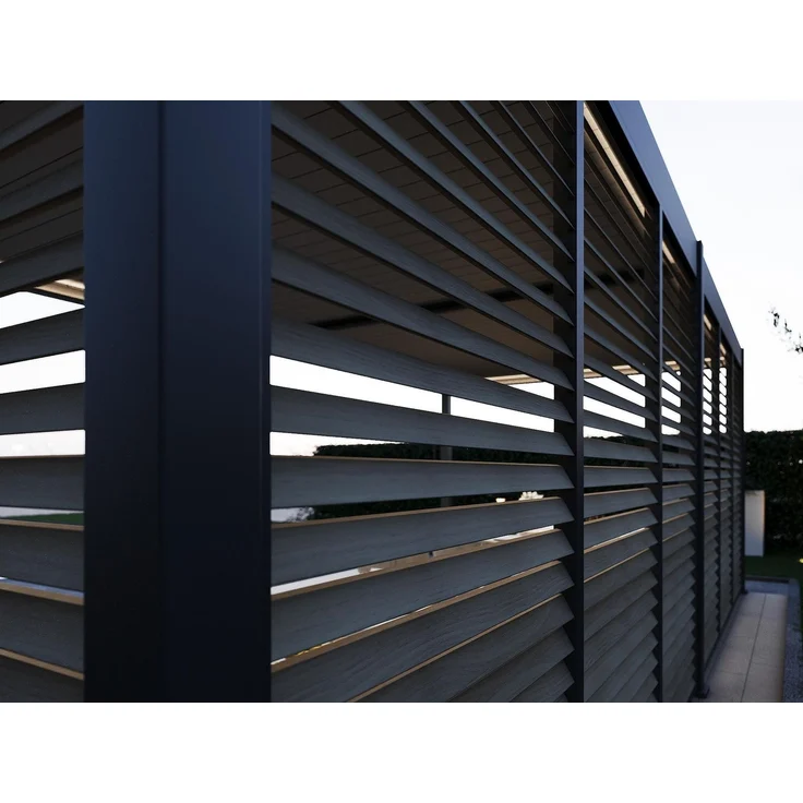 Weide Holzoptik Lamellenwand für Weide Pergola | drehbare Lamellen | aus Aluminium | anthrazit – Bild 5