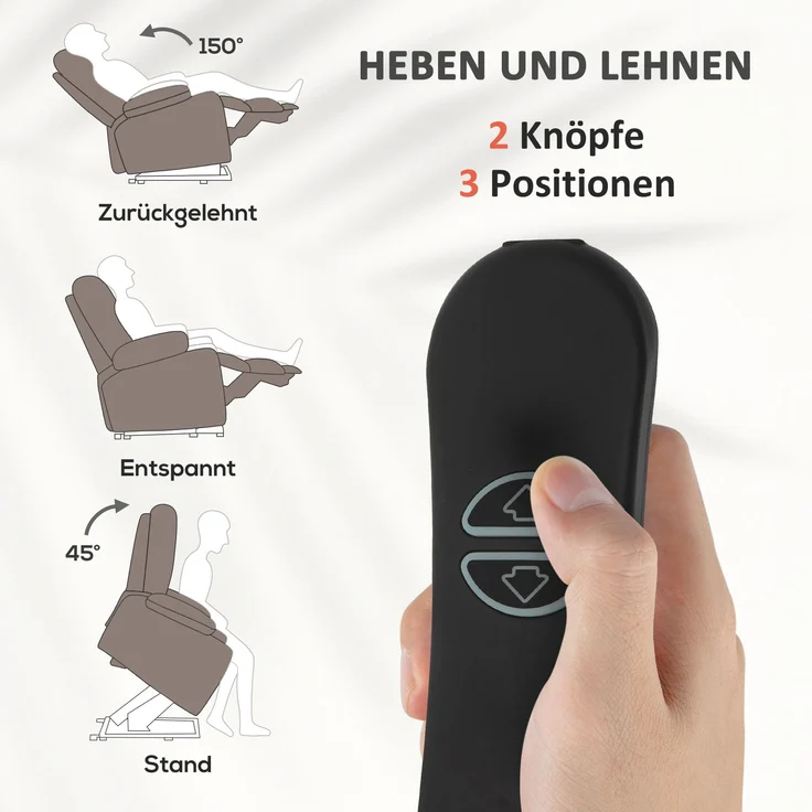 MELAYR, Fernsehsessel mit Massage- und Wärmefunktion, Elektrischer Aufsteh-Sessel, 93 x 104 x 100 cm, Braun – Bild 6