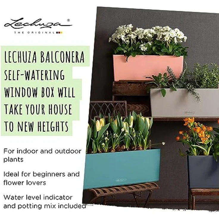 Lechuza® Balkonkasten Balconera Color 80 lichtgrau Wasserspeicher – Bild 2