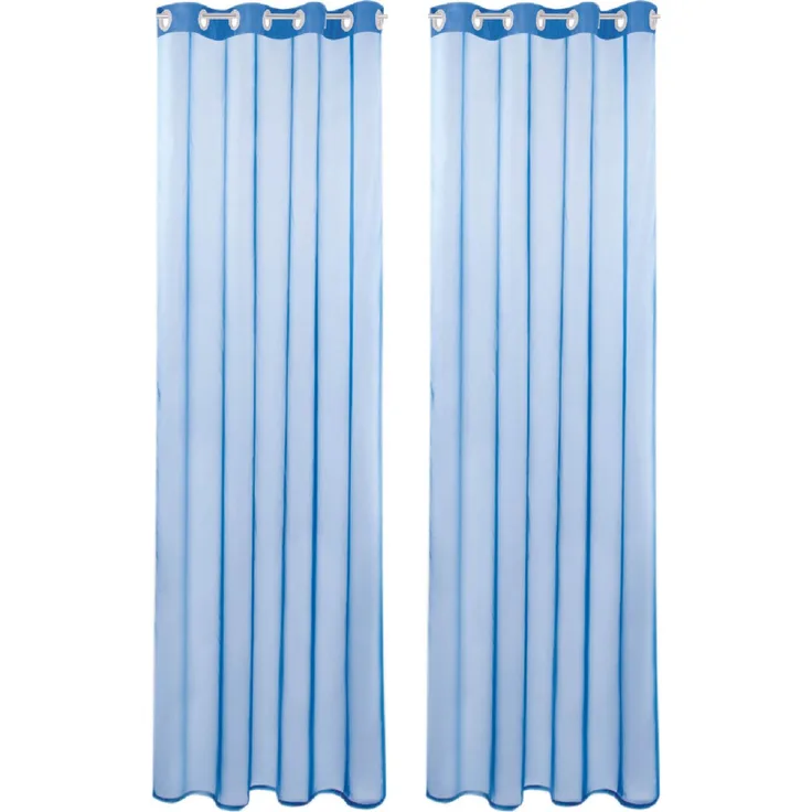 Bestlivings Transparente Blaue Gardine mit Ösen 2er Pack (B140 x L245), viele Varianten erhältlich
