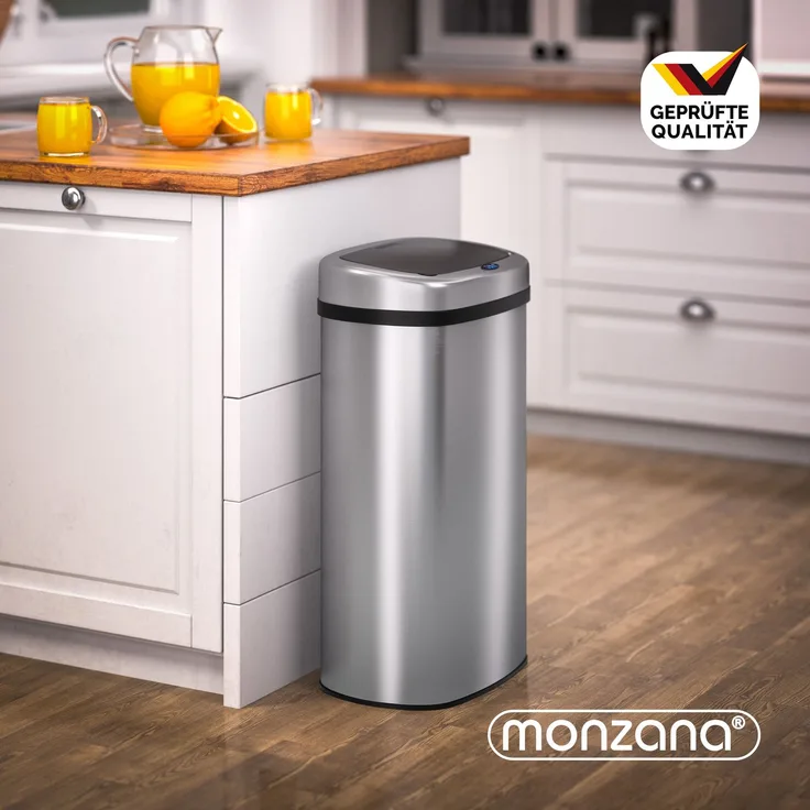 MONZANA® Mülleimer mit Sensor Küche 50L Silber