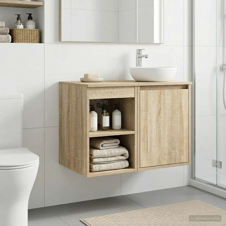 vidaXL Badezimmerschrank Sonoma-Eiche 30 x 41 x 50 cm Holzwerkstoff 890344 – Bild 1